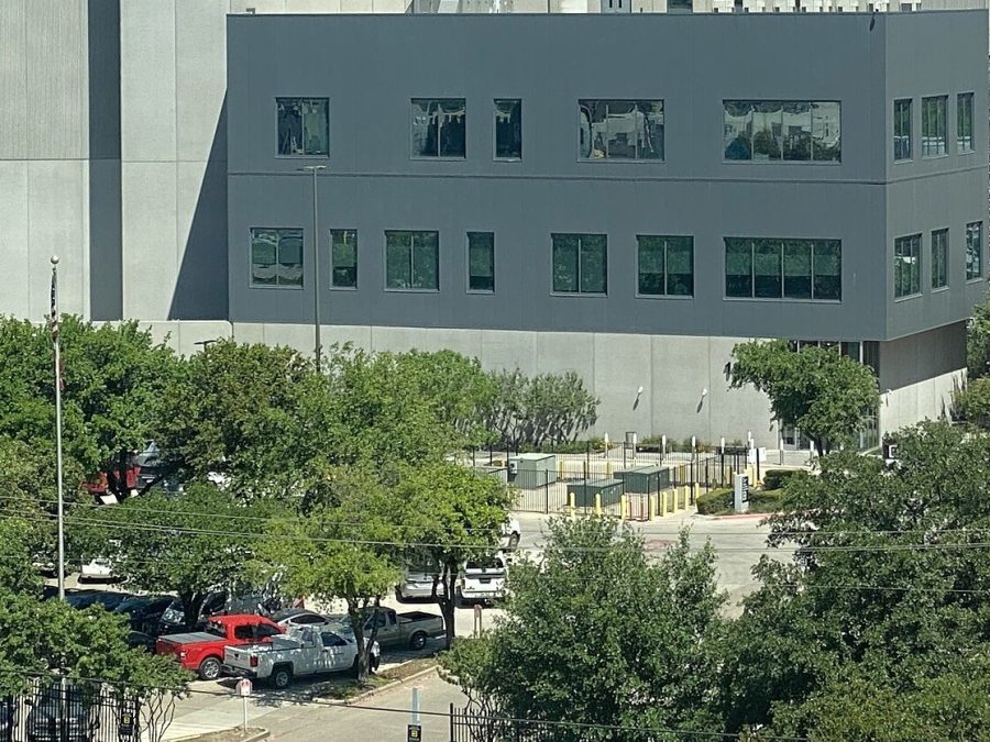 Aerial view of a landing station campus and colocation halls